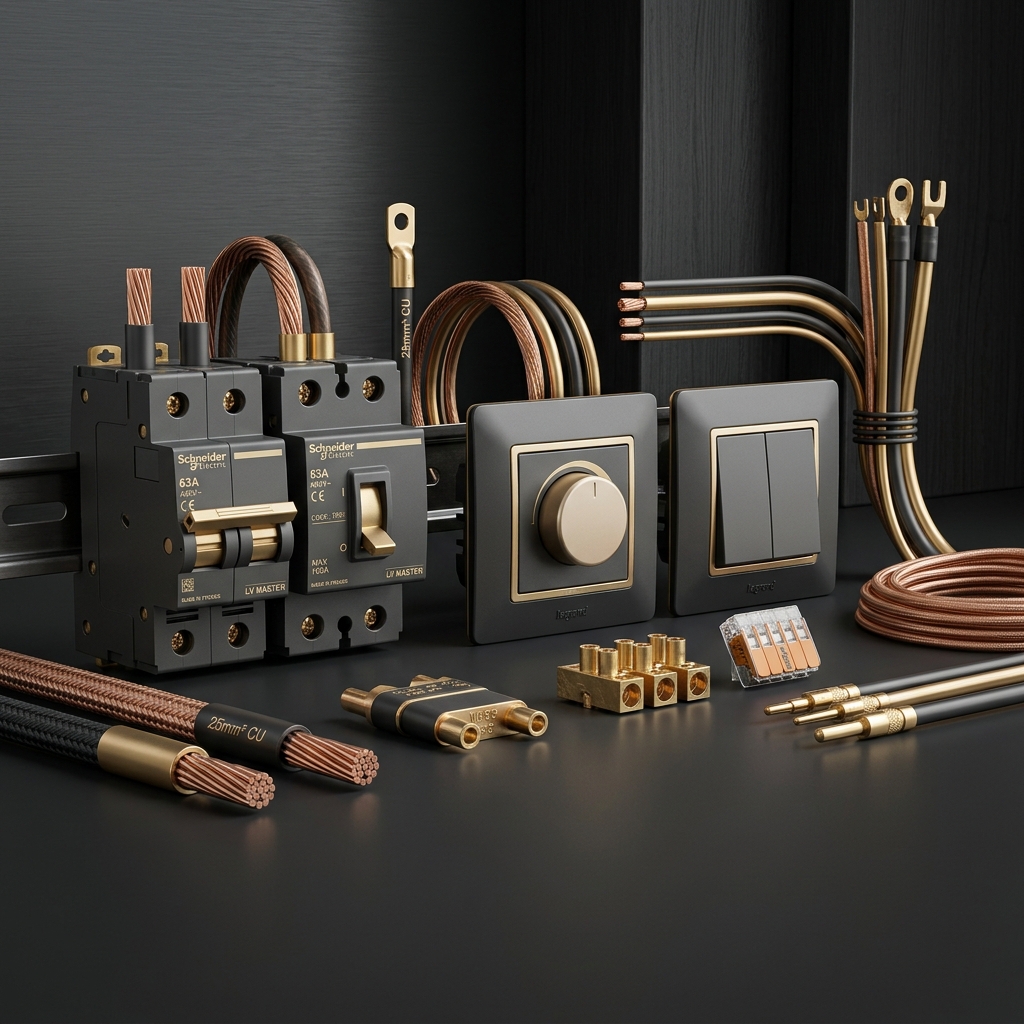 Electrical materials including cables, switches and circuit breakers